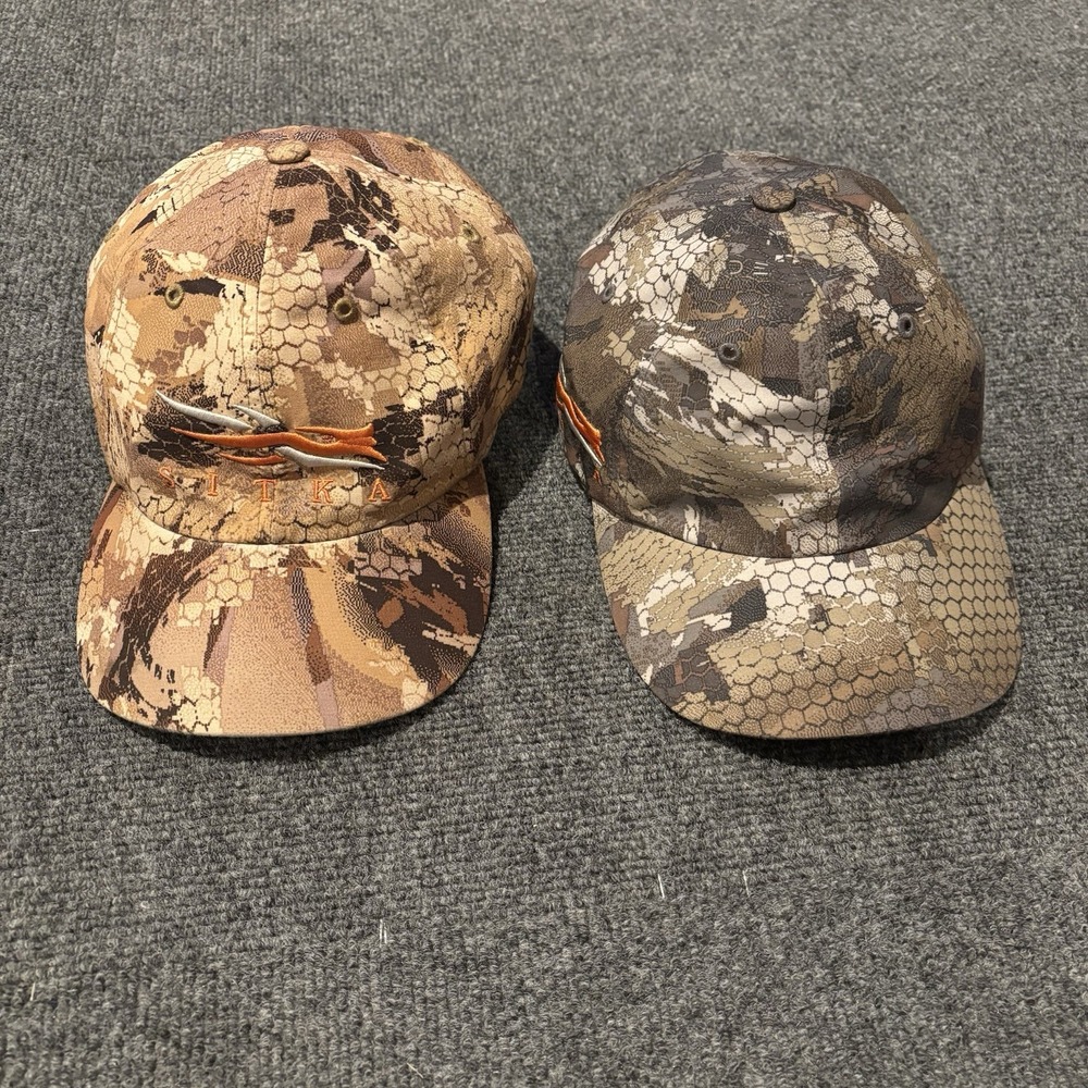 Lot Of 2 Sitka Hunting Camo Strapback Hat Green Brown Adjustable